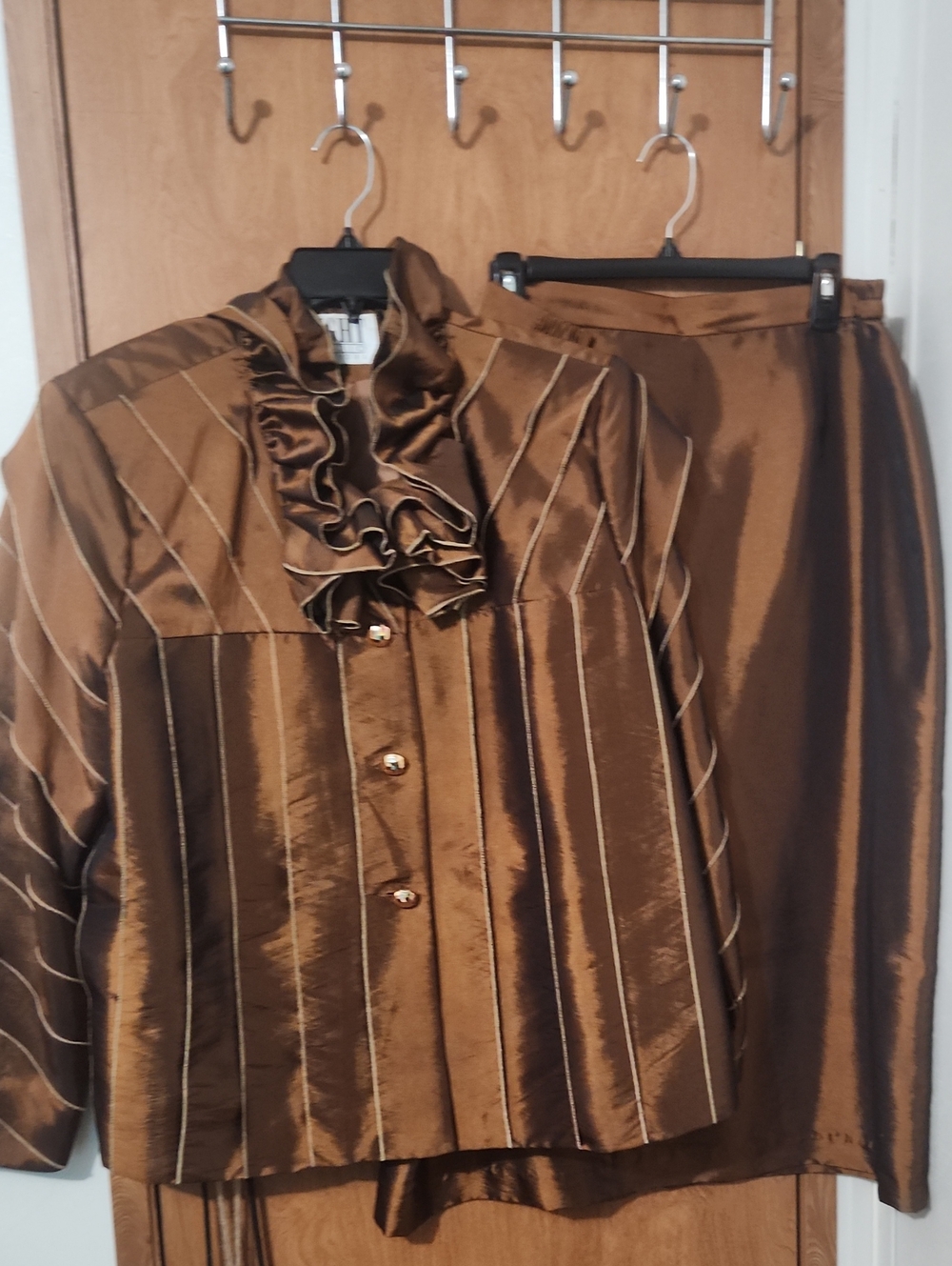 Satin Brown Midi Skirt - Polished Elegance